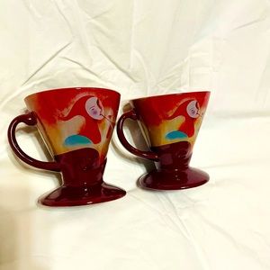 Vintage 1999 Mug Art Signed Linda Frichtel 2 Espresso Cup Mugs Frangelico.